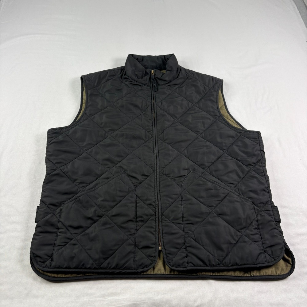 J Crew Vest‎ Mens Large Black Walker Quilted Full Zip Sleeveless Casual Preppy